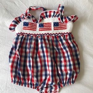 Southern Smocked Co American Flag unisex bubble